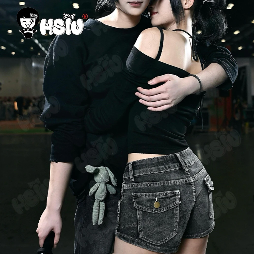 Leyley Косплей Одежда Энди HSIU Черный Топ Серые Джинсы Игра Труна и Костюм Лейли