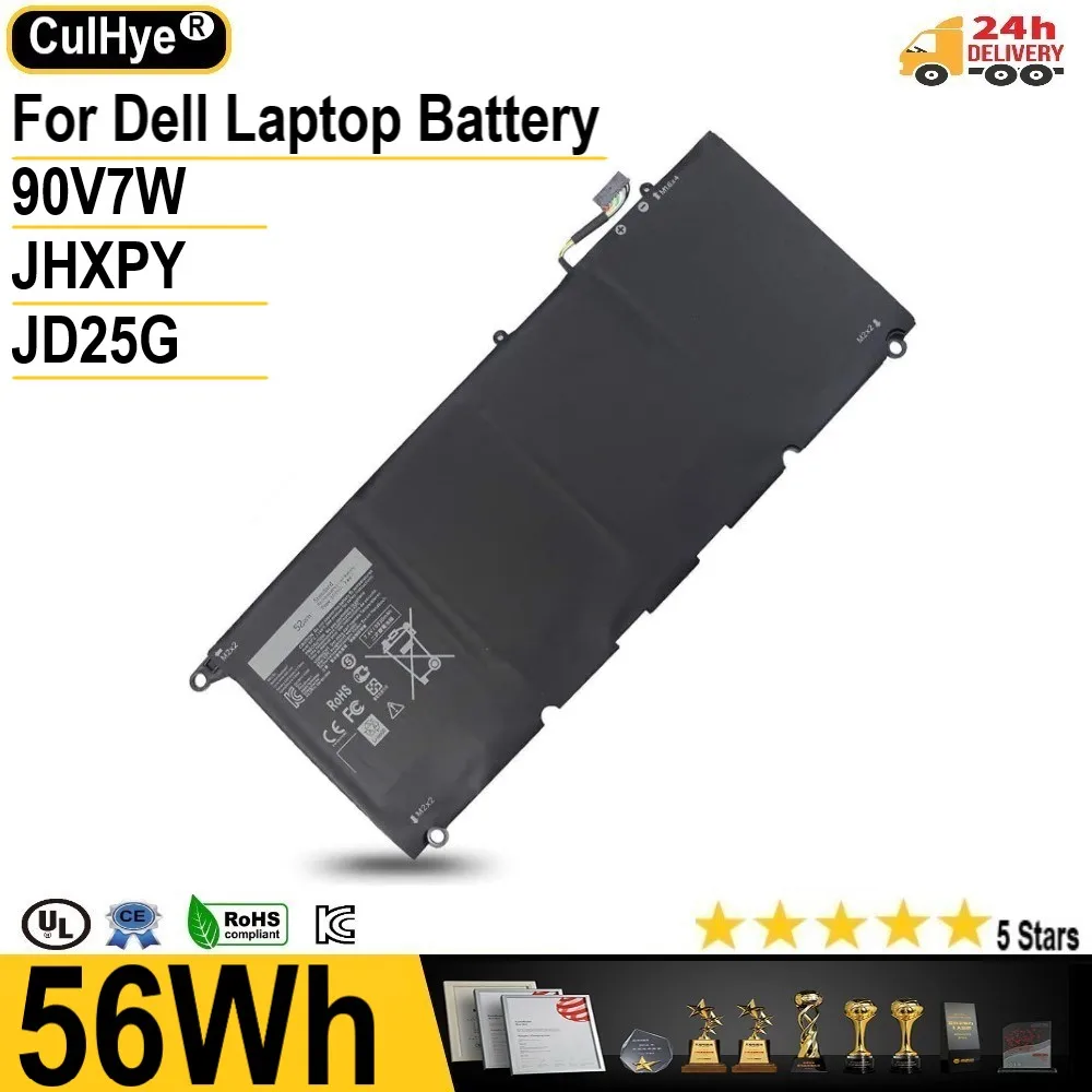 7,6 V 90V7W JHXPY JD25G 090V7W Аккумулятор для ноутбука Dell XPS 13 9343 XPS13 9350 13D-9343 P54G 0N7T6 5K9CP RWT1R 0DRRP 56WH