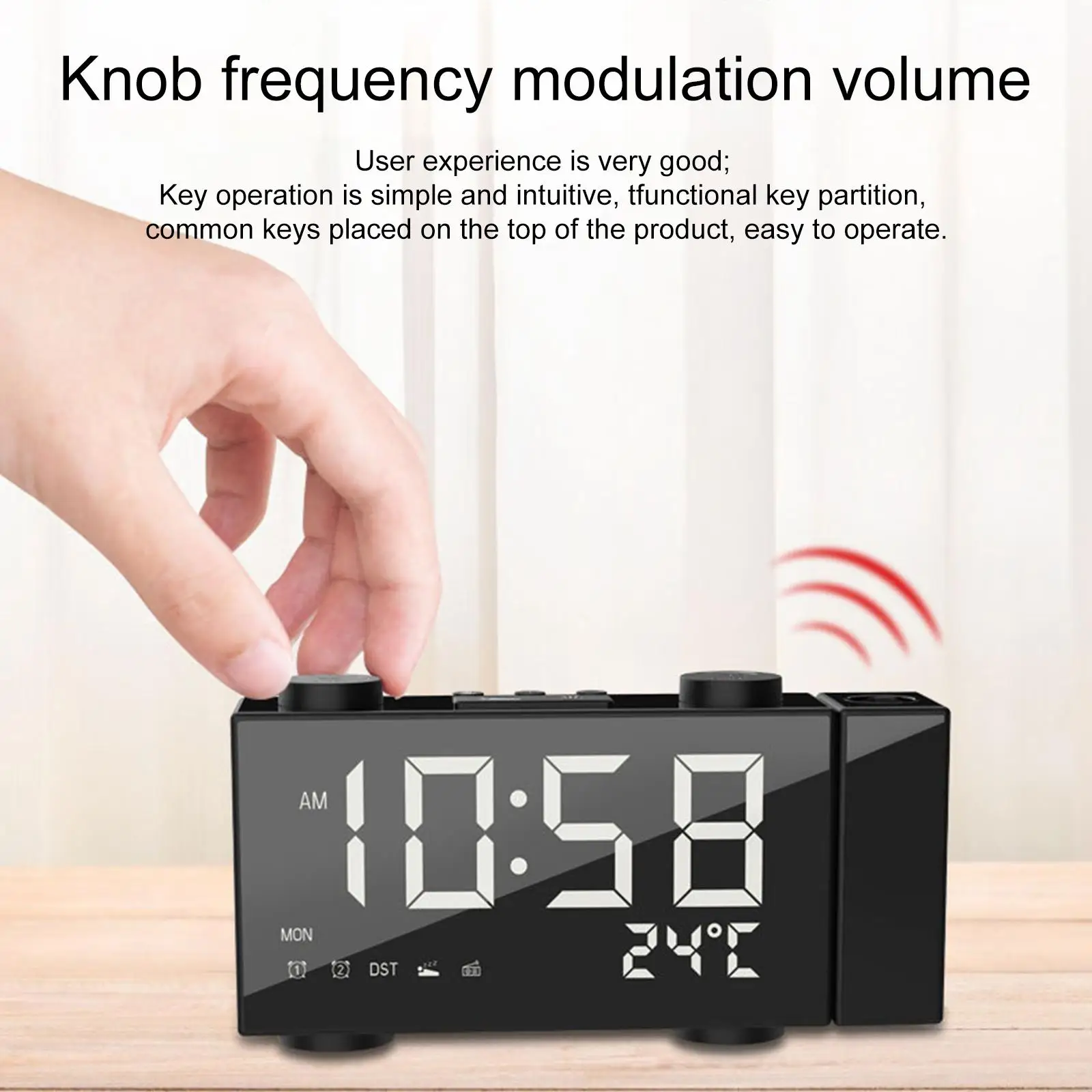

Projection Alarm Clock 180° Rotable Projection 6 inch LED Display 12/24H Digital Clock for Bedrooms Office Bedside Wall Elderly