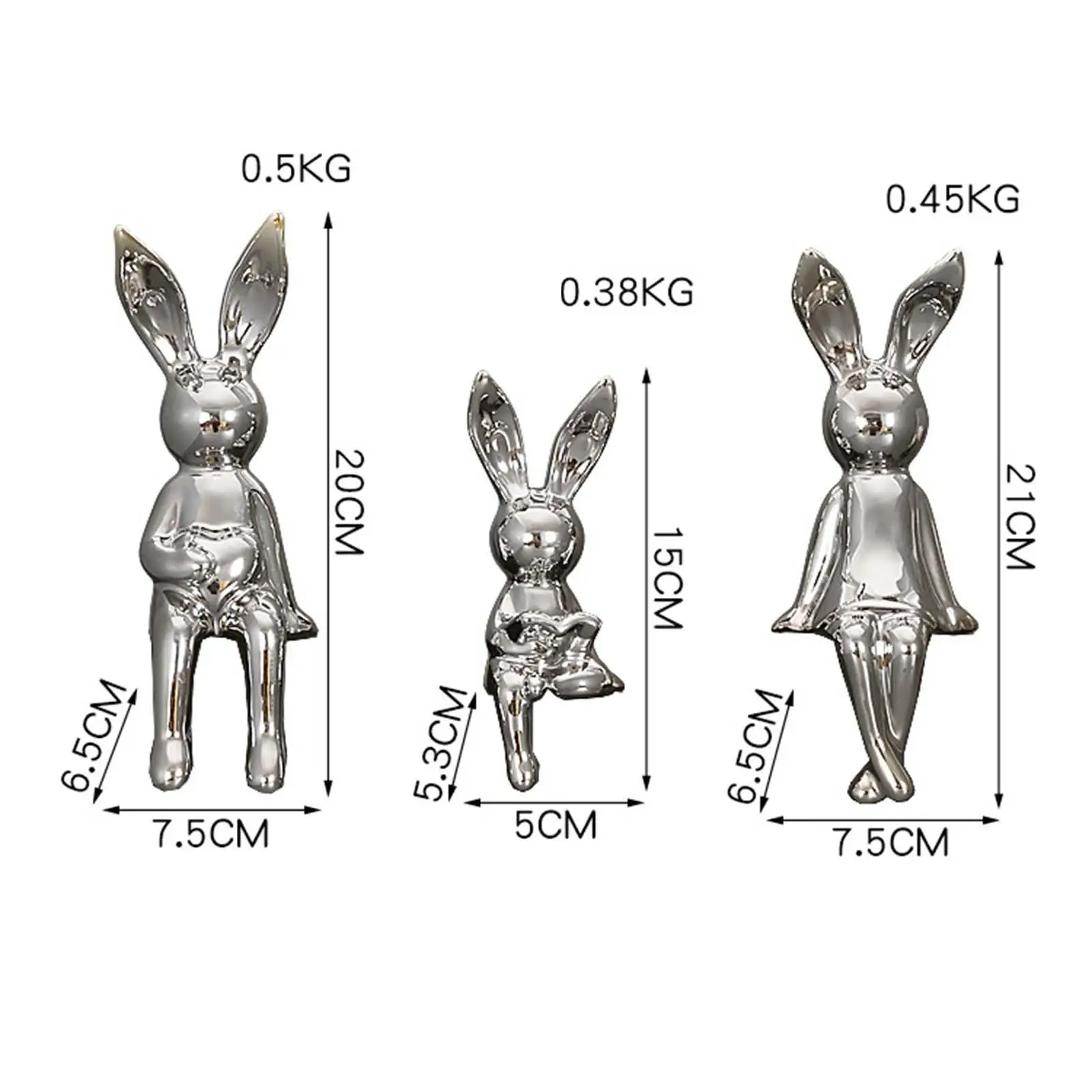3x скульптура кролика фигурка животного домашний декор семейные статуи фигурки