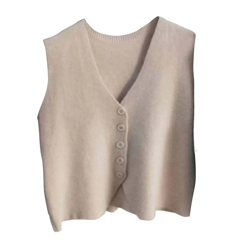 1 шт. удобный осенне-зимний женский жилет с v-образным вырезом на пуговицах