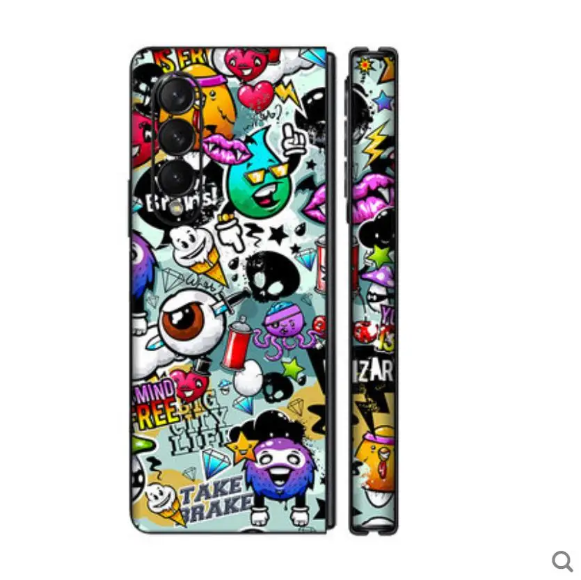 

3D Colorful Anti-Scratch Phone Sticker For Samsung Galaxy Z Fold3 5G Back+Side Protective Film For Z Fold 4 5G Decal Skin Cover