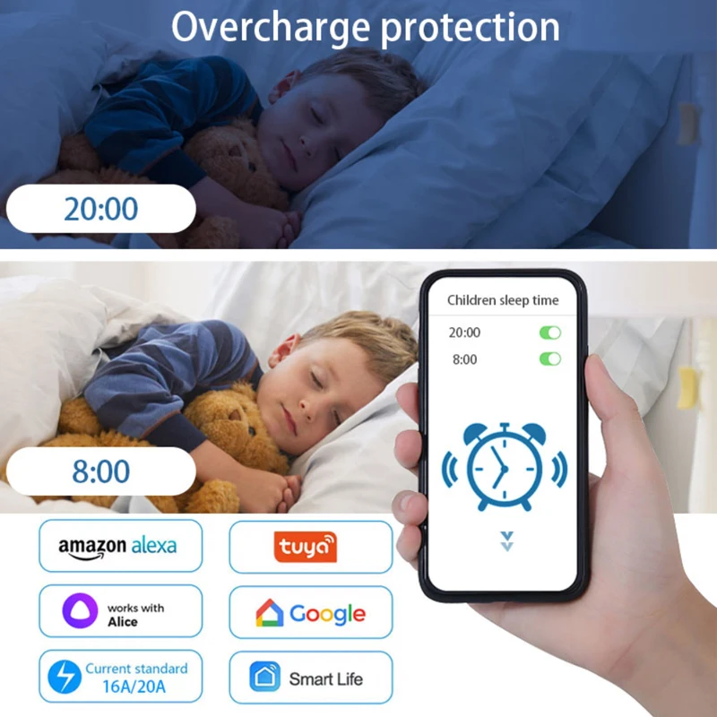 Умная розетка Tuya с Wi-Fi и таймером 16 А/20 А 220 В | Электрические розетки