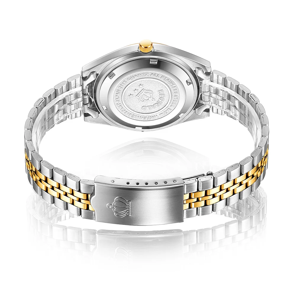 Часы наручные REGINALD для мужчин и женщин золотистые ультратонкие кварцевые