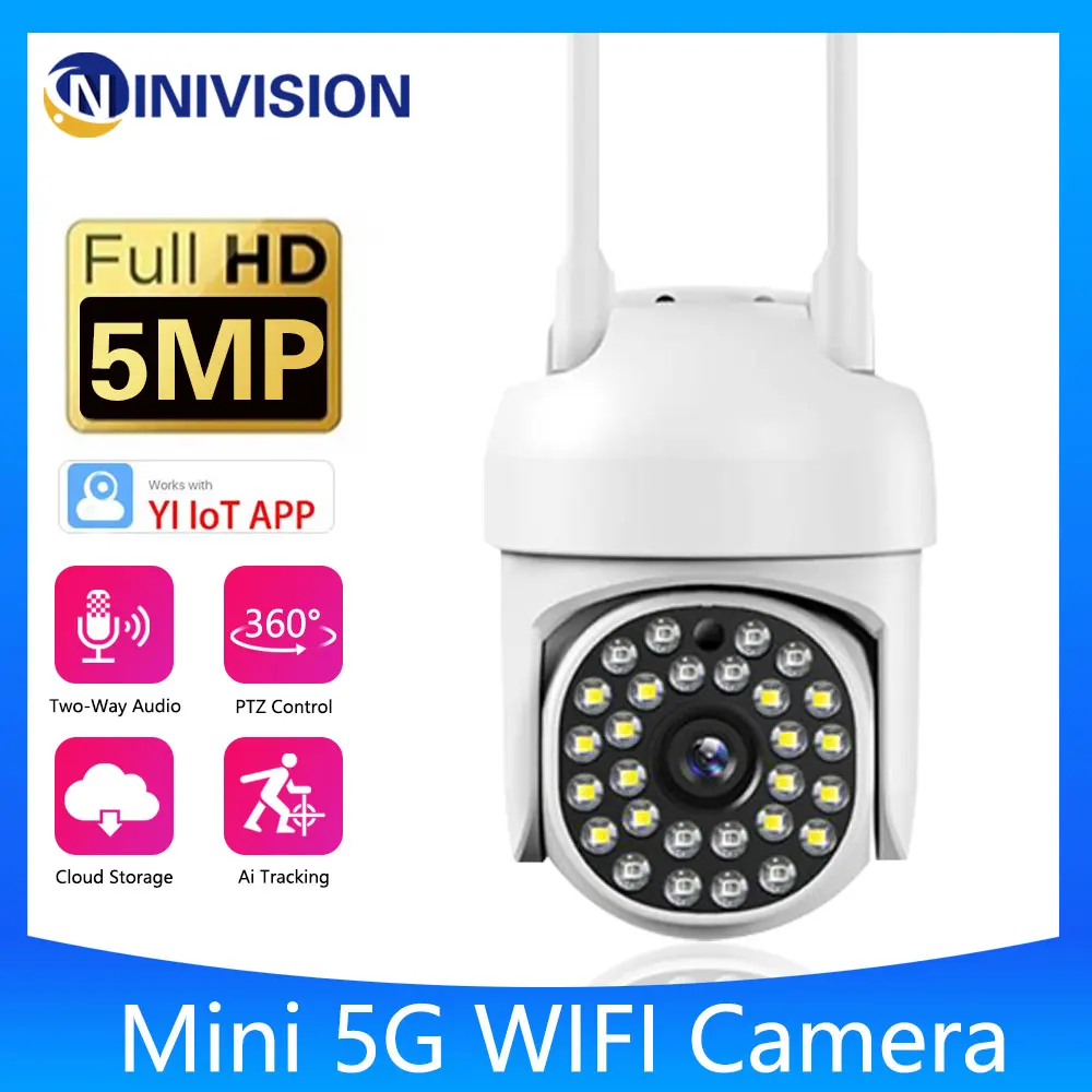

5G WiFi Surveillance Cameras HD 5MP Auto Tracking IR Full Color Night Vision Security Protection Motion CCTV Outdoor Camera