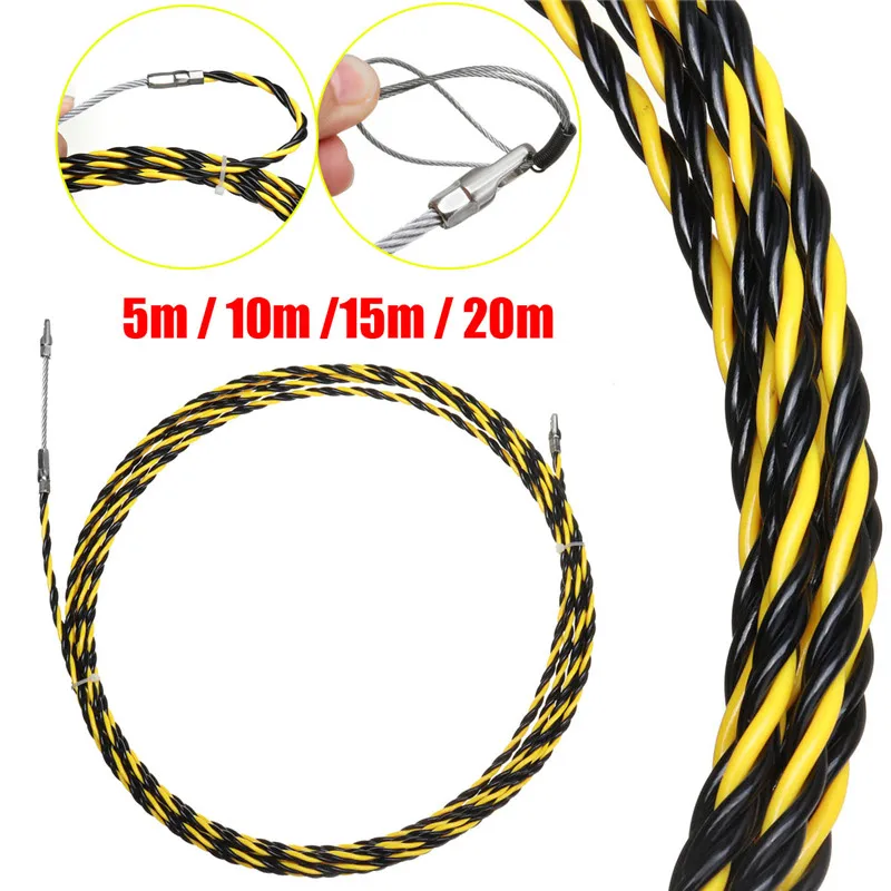 

6mm 5/10/15/20/25/30/50M Cable Push Puller Threader Electrical Wire Cable Guide Device Running Puller Lead Construction Tool Set