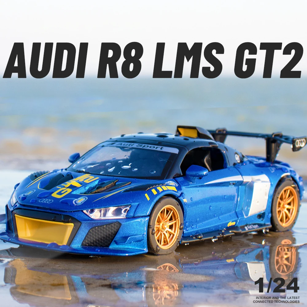 

1:24 AUDI R8 GT2 LMS Alloy Car Model Diecasts Metal Track Racing Toy Car Model Simulation Sound and Light Collection Kids Gifts