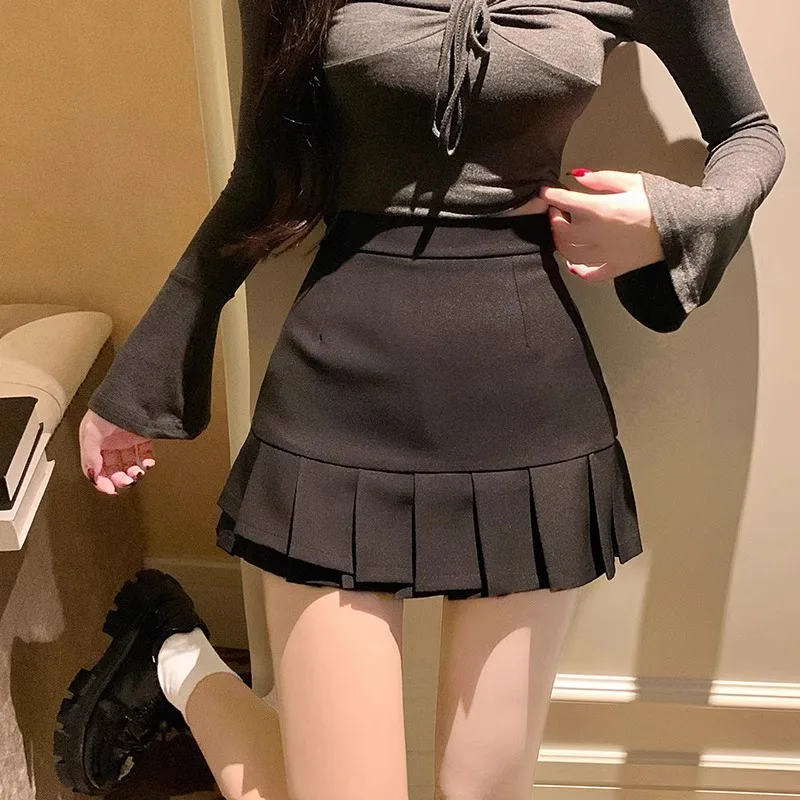 Мини-юбка Ezgaga Женская плиссированная с высокой талией Элегантная модная Милая