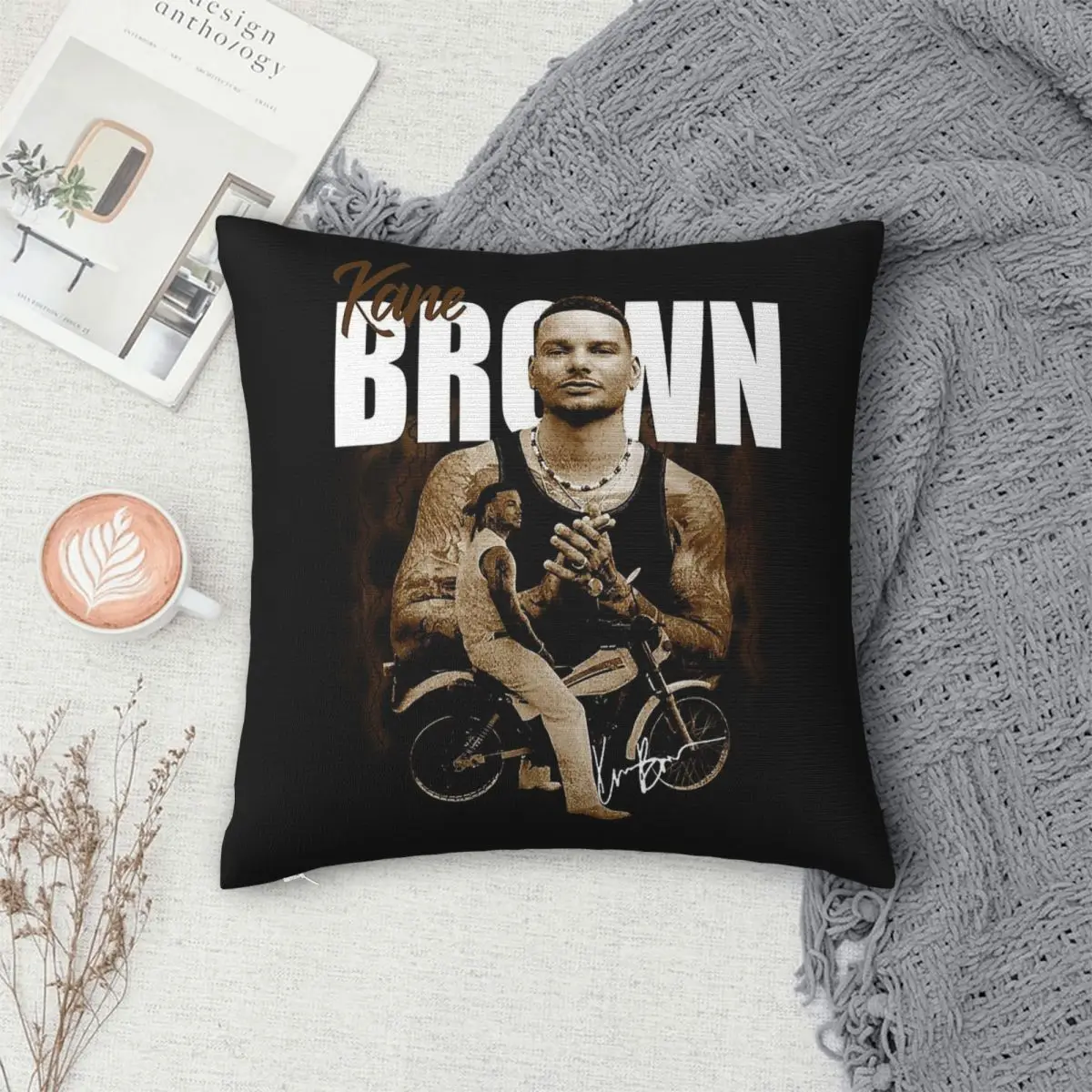 Фото Квадратная наволочка Kane Brown Ride Motorcycle из полиэстера, льна и бархата, креативная декоративная наволочка на молнии, чехол для подушки для комнаты №4