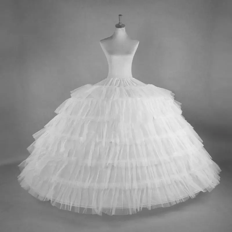 New 6 Hoops Big White Quinceanera Dress Petticoat Super Fluffy Crinoline Slip Underskirt For Wedding Ball Gown