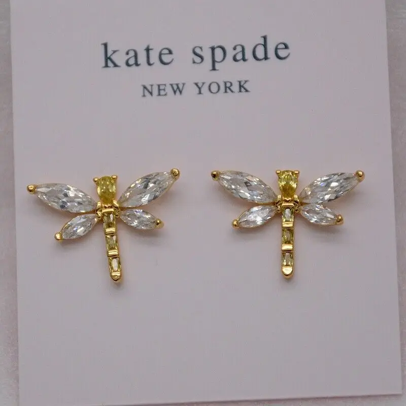 

Jewery Gold Tone Dragonfly Post Stud Earrings Cut Crystals for girls