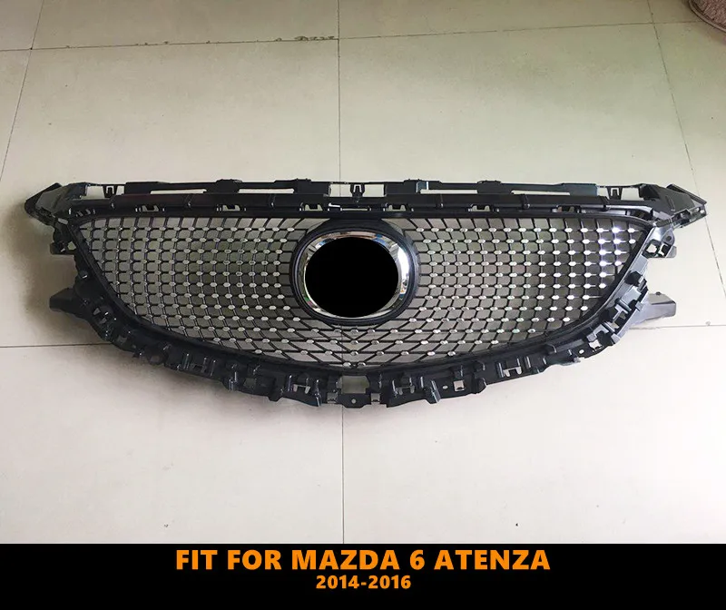 

ABS Front Black Middle Grille Racing Grille Dianond Star Style Fit For Mazda 6 Atenza 2014-2016