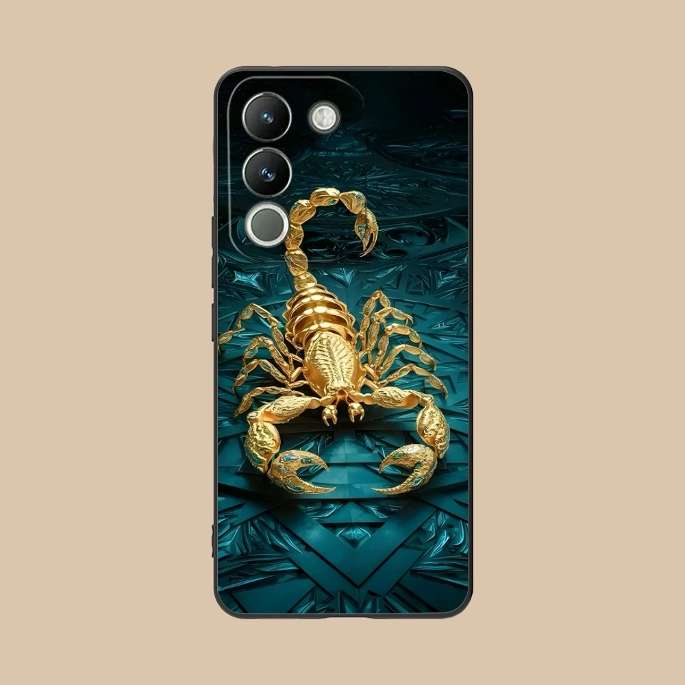 Colored Golden Scorpio Mobile Cell Phone Case for VIVO Y95 Y93 Y31 Y20 V19 V17 V15 Pro X60 NEX Black Soft Cover Shell
