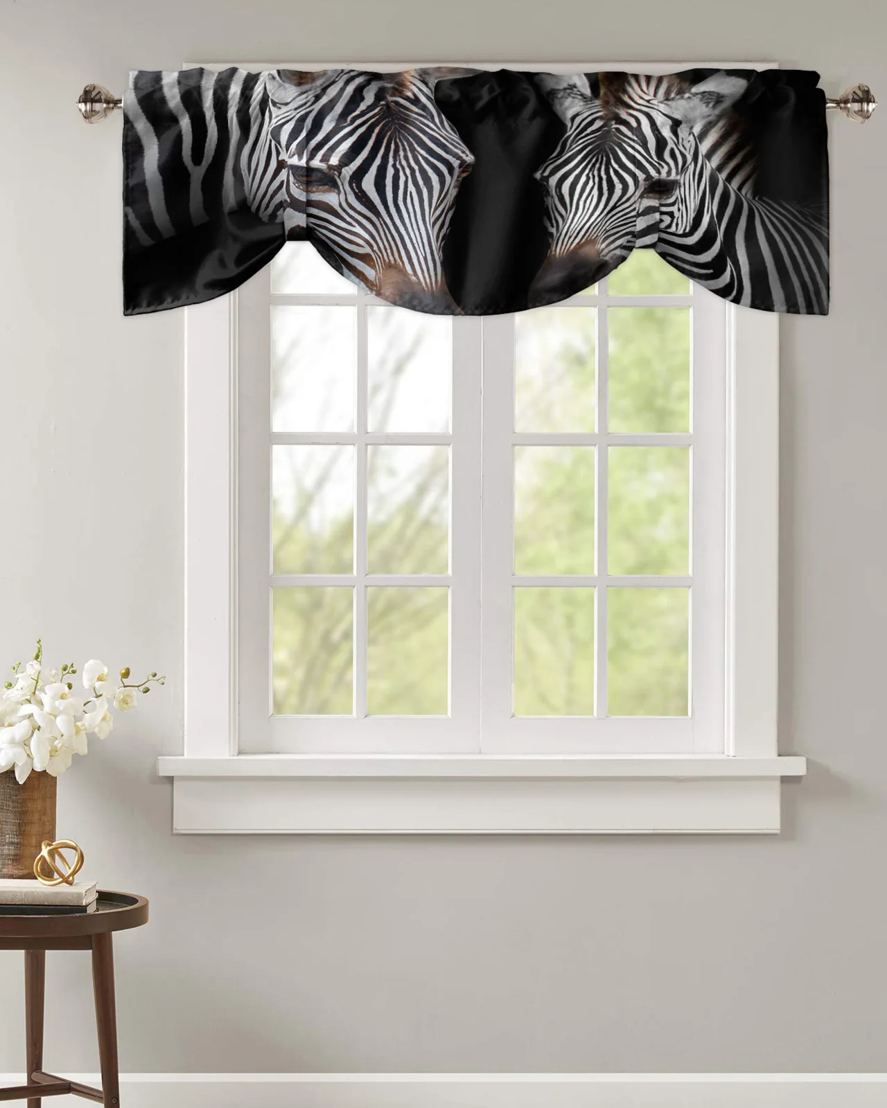 Шторка с животным зеброй черный цвет фотообои-вверх карманная Короткая