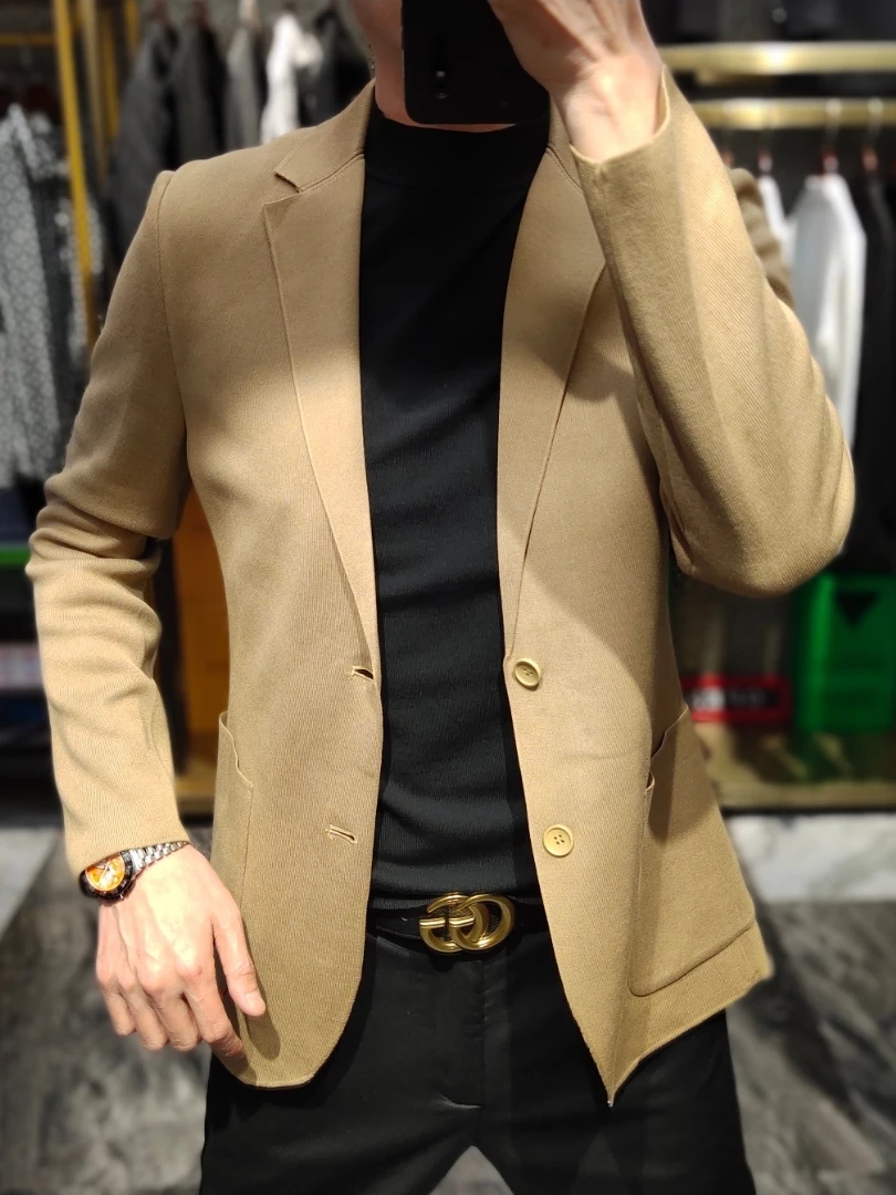 880 ранняя весна новый мужской трикотажный костюм High Sense в европейском стиле