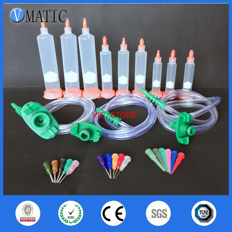 High Quality Glue Dispensing Plastic Pneumatic Syringe 5/10/30cc ml Barrel Adapter With Piston/Stopper/End Cover & Needles