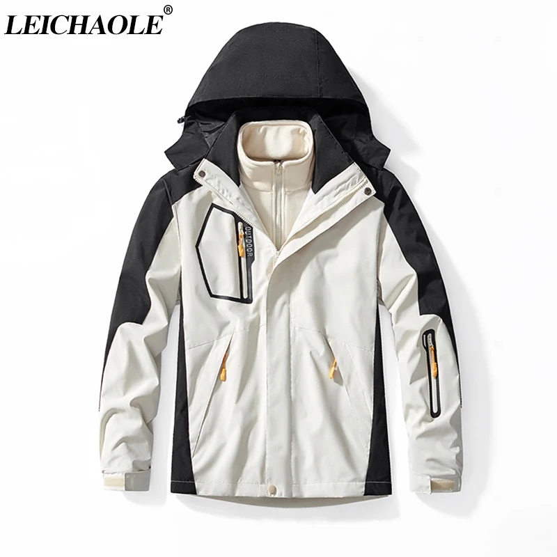 

Autumn Winter New Two Piece Set Jacket Parkas Men Casual Cotton Warm thicken Parka Coats Men Outdoor Camping Parka Outwear Mens