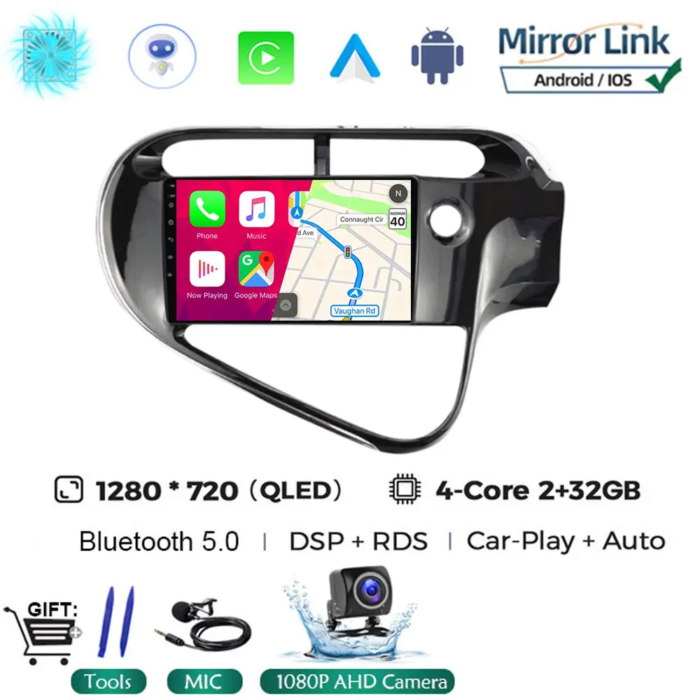 

Автомобильный радиоприемник Android 15 для TOYOTA AQUA Prius C 2018-2020 4G LTE DSP 2DIN, головное устройство 5G WIFI GPS QLED, беспроводной Carplay, авто стерео