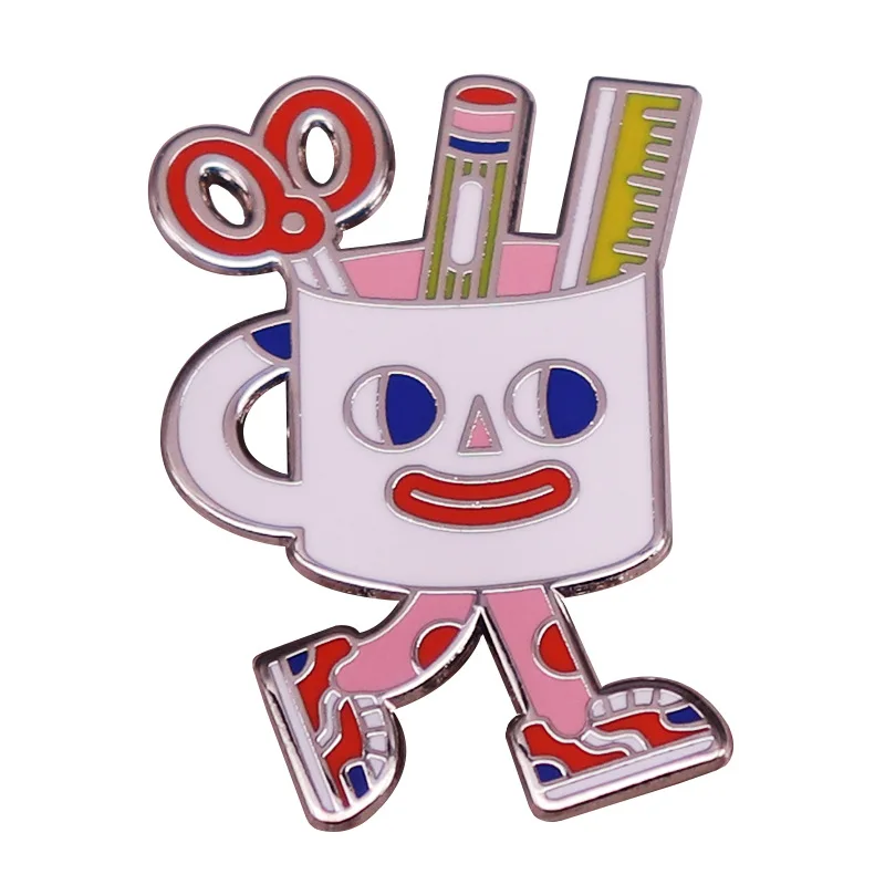 C2958 забавные канцелярские товары для ходьбы чашка хранения эмалированная брошь