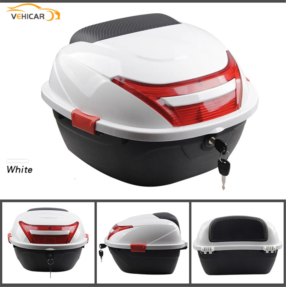 

VEHICAR Motorcycle Trunk Electric Car Luggage Tail Box 34L Safety Thickened Battery Pedal Full Helmet Storage Kit