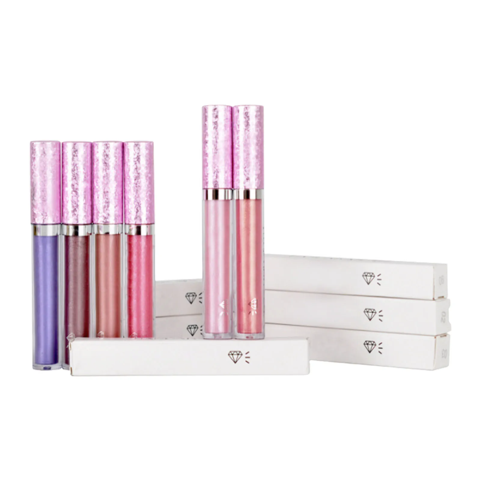 

6 Colors Glitter Lip Gloss Long Lasting Waterproof Metallic Liquid Lipstick Diamond Shimmer Non-stick Cup Lipgloss For Women