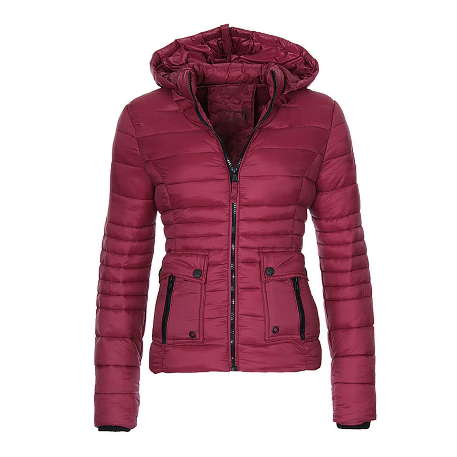 Fashion Jacket Coat Elastic Cuffs Skin-Touch Winter Women Hooded Puffer Jacket  Women Coat    Casual Overcoat