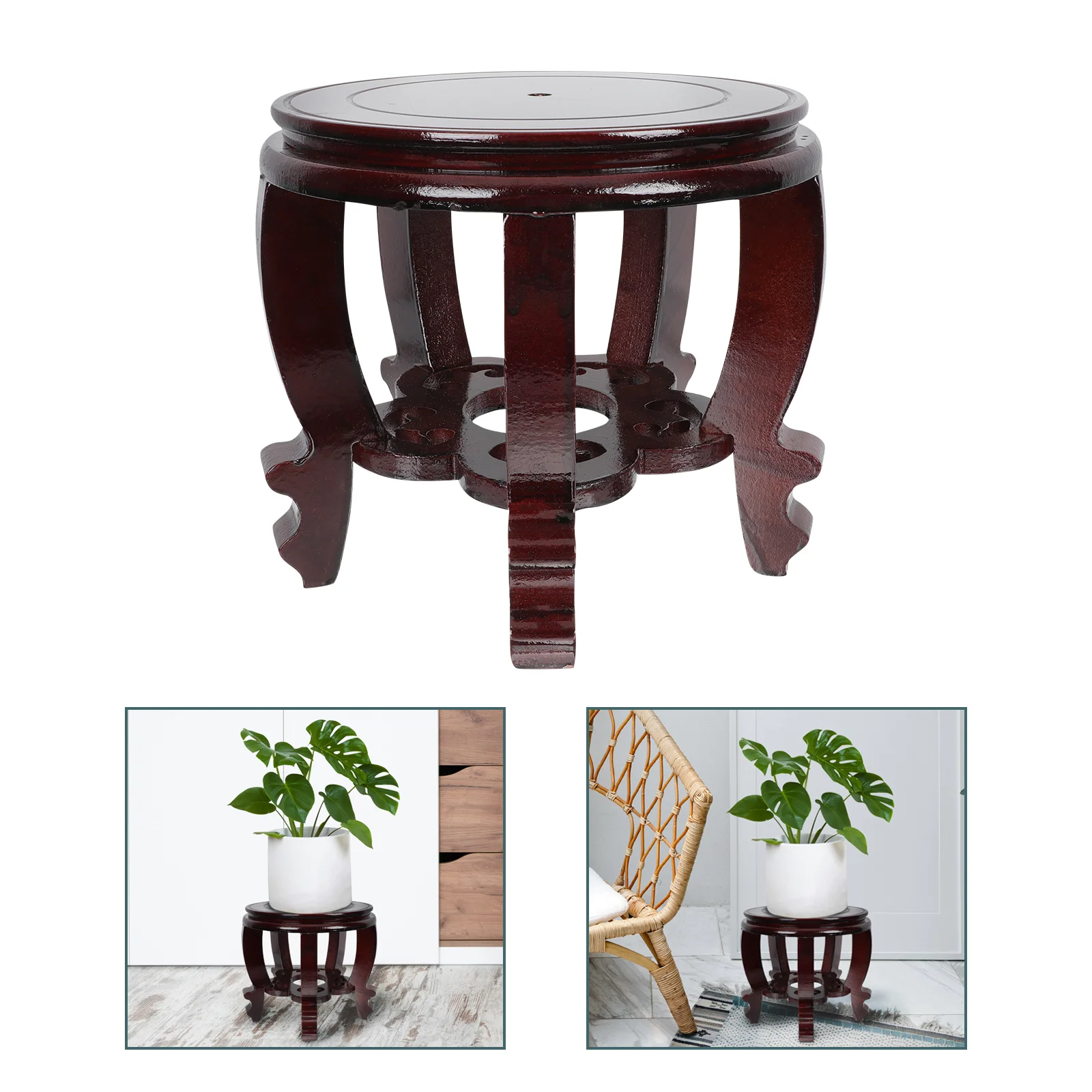 

Tall Wooden Seat Decorative Base Display Pedestal Rack Craft Adornment Serving Tray Flower Bonsai Bases