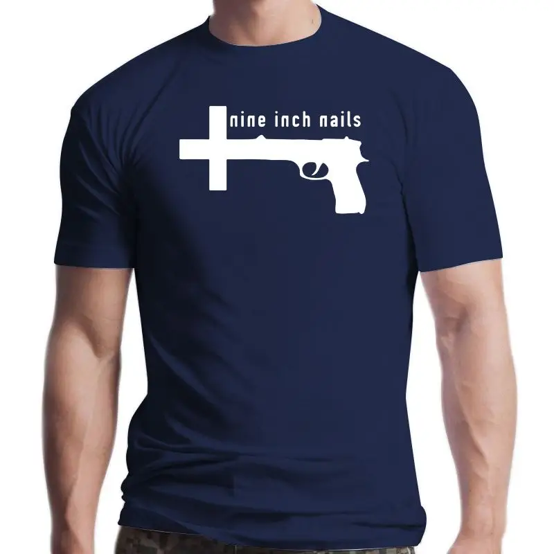 

Новинка 2021, модная свободная хлопковая футболка для отдыха, Мужская футболка с принтом девять дюймов в стиле рок-группы, летняя повседневна...