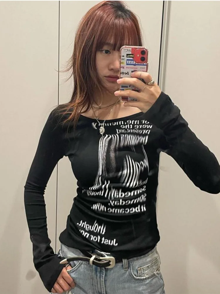 Футболка с буквенным принтом граффити женские тонкие укороченные топы длинным