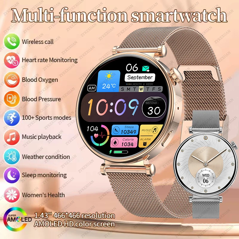 Модные часы 4 Мини NFC Смарт-часы Женские 1 32-дюймовый AMOLED-экран Сердечный ритм Bluetooth