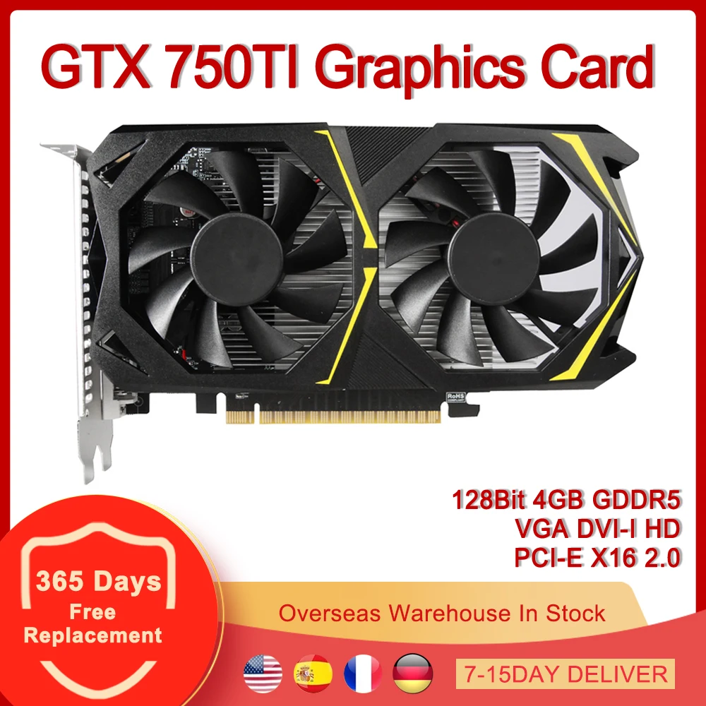 

GTX 750TI Graphics Card PCI-E X16 2.0 128Bit GDDR5 4GB Video Cards HD VGA DVI-I for NVIDIA GeForce GTX 750 Ti 4G 128 Bit