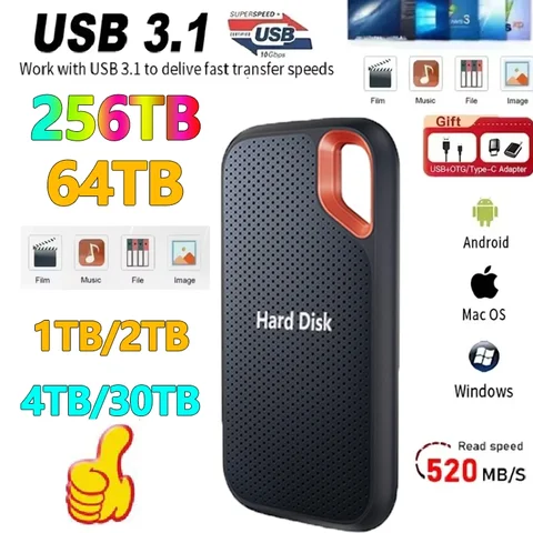 Внешний жесткий диск AEVYVKV 2/4 ТБ USB 3.1