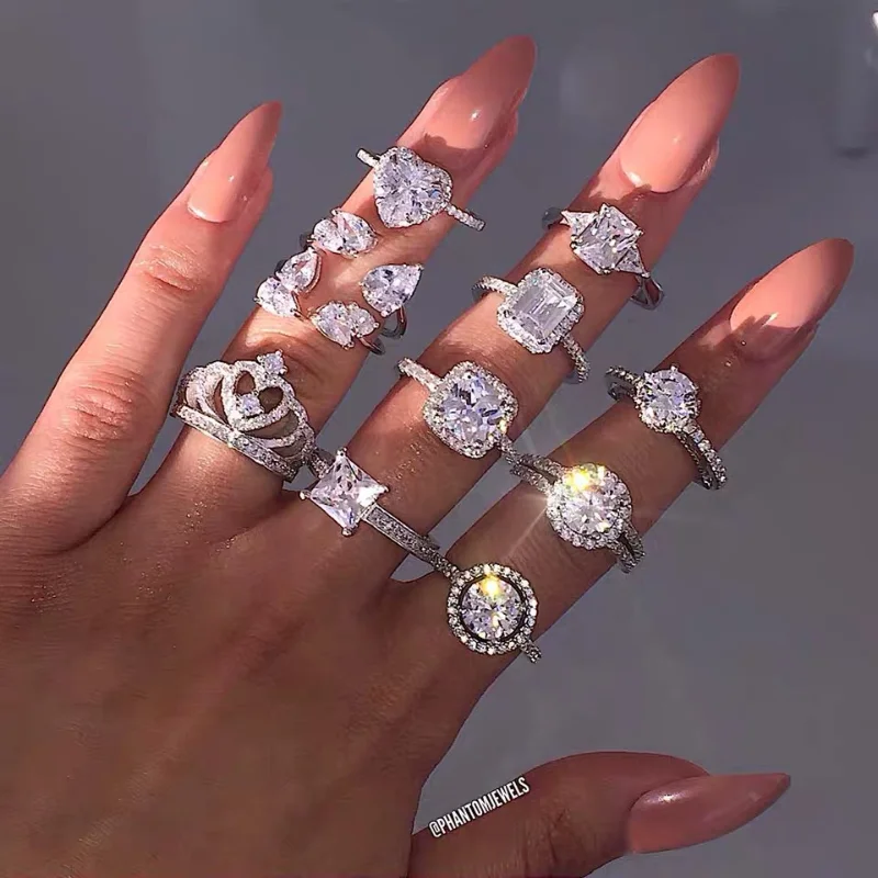 

Fashion Anniversary ring 925 Sterling silver Diamond Engagement Wedding Band Rings for women Men Finger Party Moissanit Jewelry