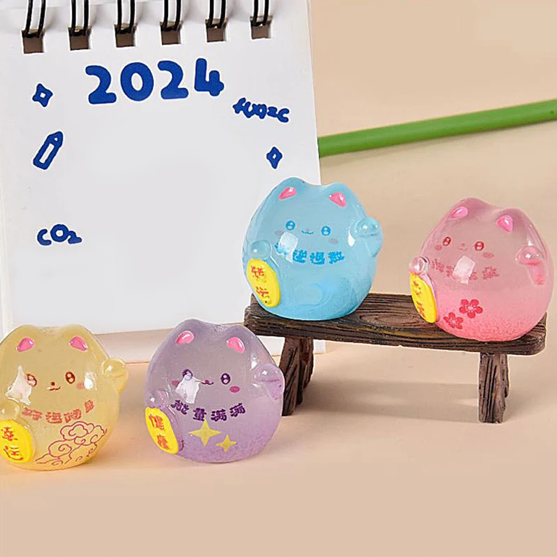 Светящаяся мини-смола маленький размер кукла Lucky Cat игрушки пейзаж бонсай