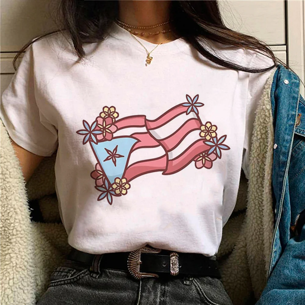 

puerto rico top women streetwear anime t shirt female manga comic designer clothing