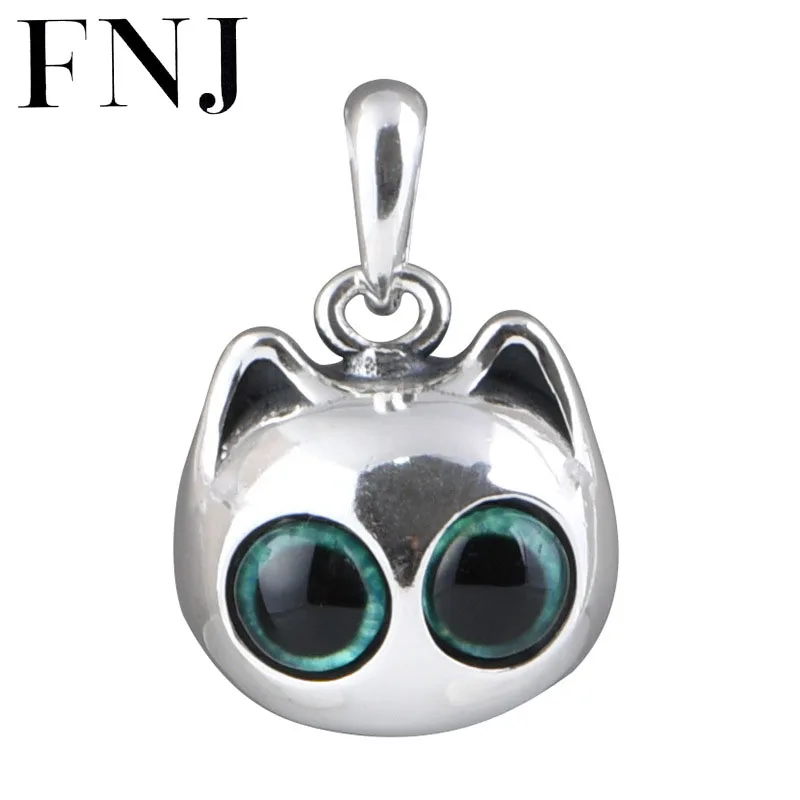 

FNJ 925 Silver Pendant Cartoon Cat Original Pure S925 Silver Pendants for Jewelry Making Women Fine