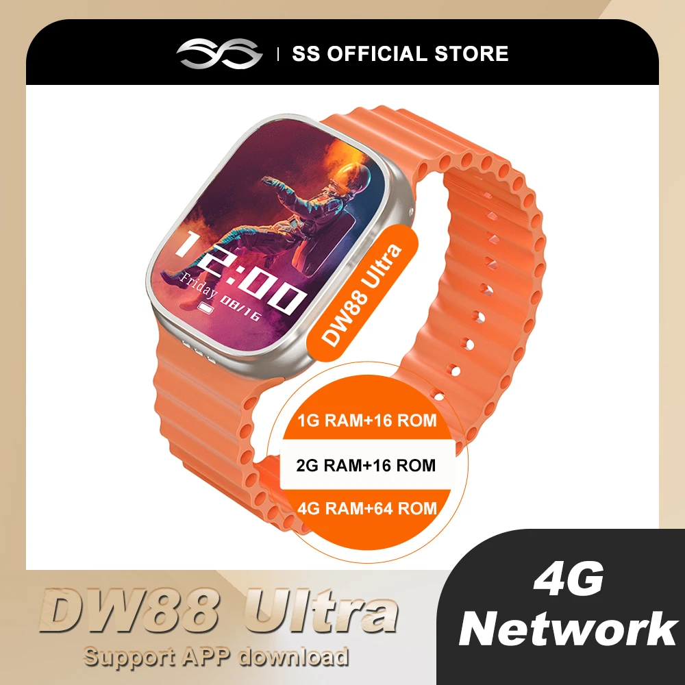 

DW88 Ultra 4G Smart Watch with SIM Card Android 8.1 900mah Battery IP67 Waterproof Video Call GPS Smartwatch for Google Play