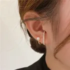 Корейские новые модные ювелирные изделия, медные инкрустированные фианитами, буквы U, двойные жемчужные серьги, необычный подарок для девушки, женские повседневные рабочие серьги