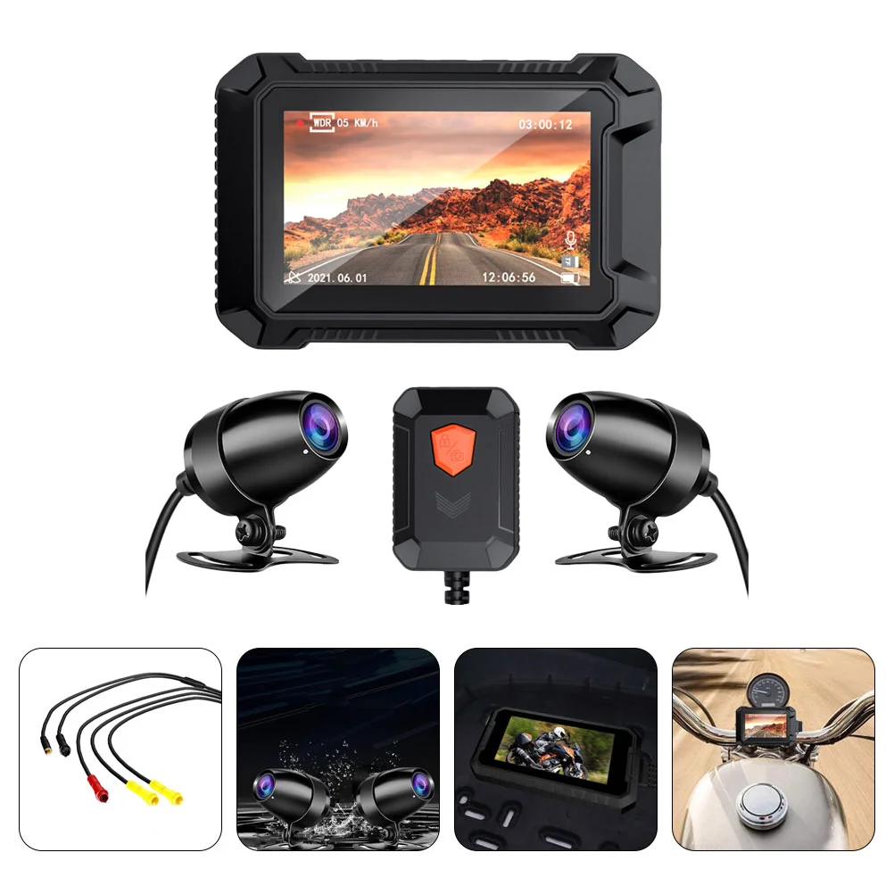 1 Set Portable Waterproof Driving Recorder Drive Recorder Dual Camera Recorder