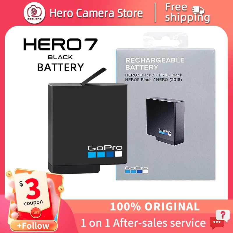Новый черный Оригинальный аккумулятор для GoPro Hero 7 Hero 6 Hero 5 1220 мАч для Go Pro Hero8 Hero7 Hero6 высокопроизводительный аккумулятор