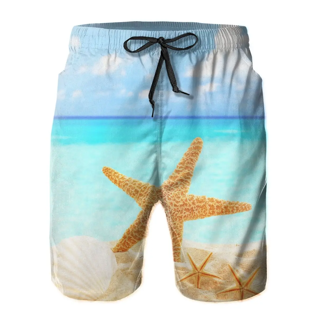 

Mens Swimming Shorts Swimwear Starfish Shells On Sandy Beach Men Trunks Swimsuit Man Beach Wear Short Pants Bermuda Boardshorts
