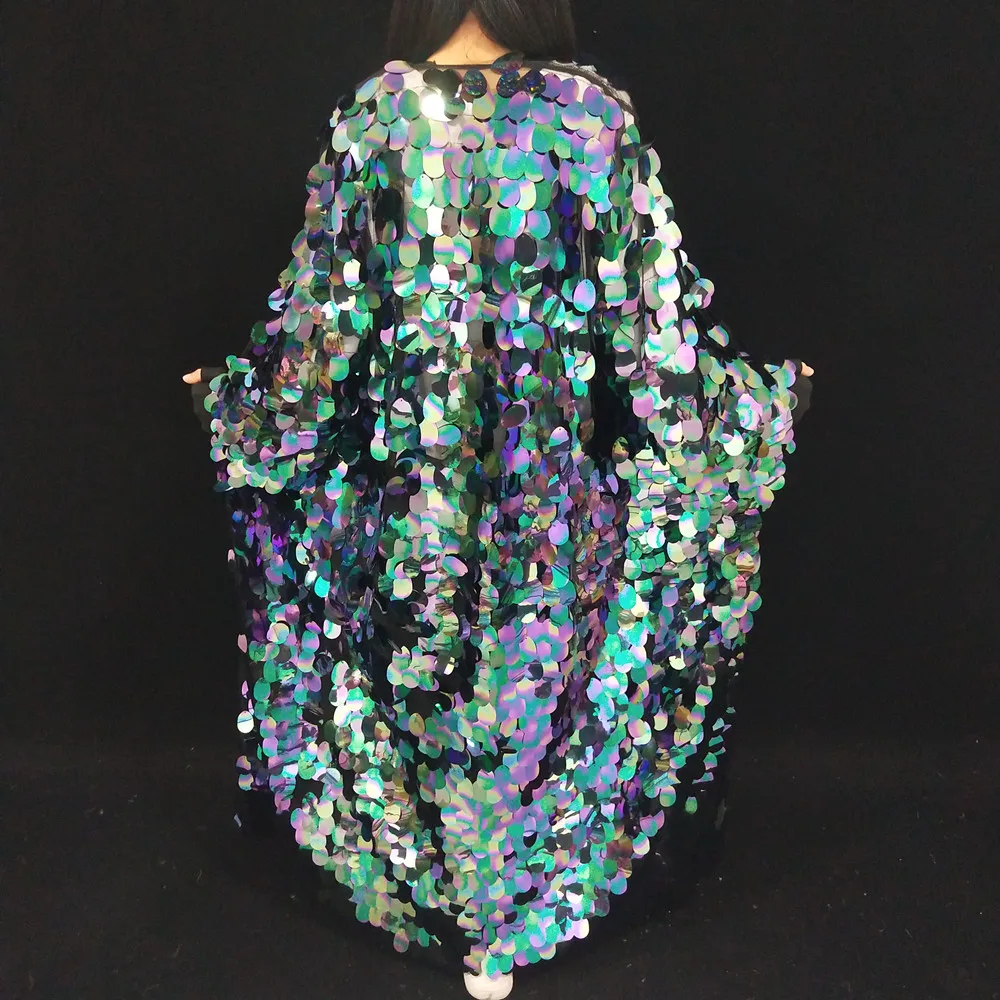 

Длинное пальто, куртка, светоотражающая блестящая накидка с блестками, блестящее Зеркало для женщин, для певицы, выступления, подиума, шоу, блестящее пальто, костюм