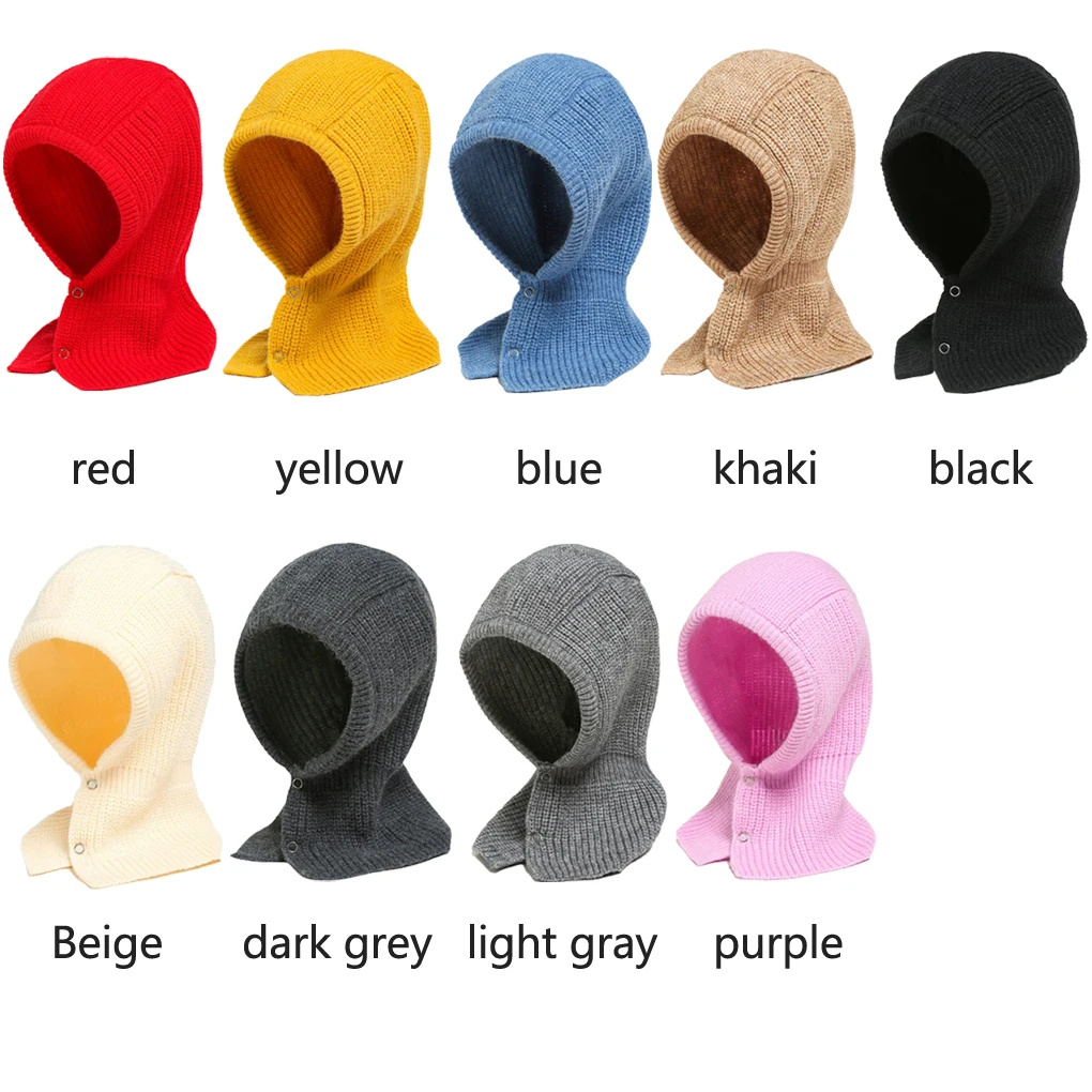 

Cold Winter Knitting Pullover Cap Soft Comfortable Neck Protection Warming Hat Thermal Cold-proof Headwear Travelling
