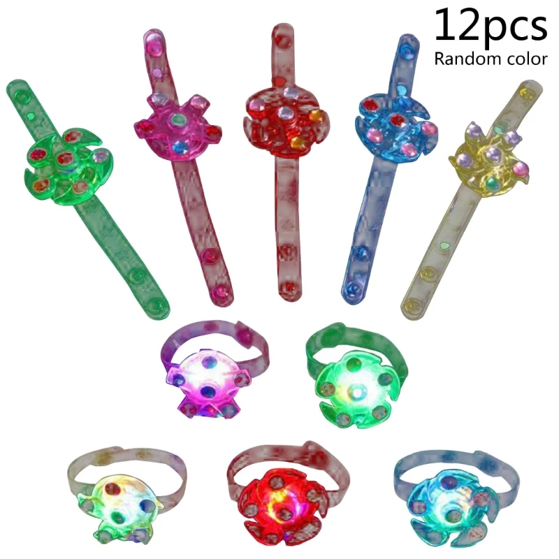 

12pieces LED Light Spinning Top Bracelet Party Favor Random Color Glowing Spinning Top Bracelet for Kids Halloween Party