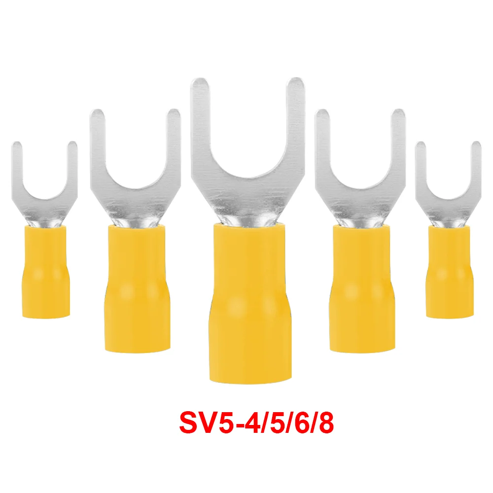 

SV5-5 кабель провод разъема 100 шт./упак. Furcate предварительно изолированные Вилка Лопата 12 ~ 10AWG провода обжимных разъёмов, коннекторов для SV5-8