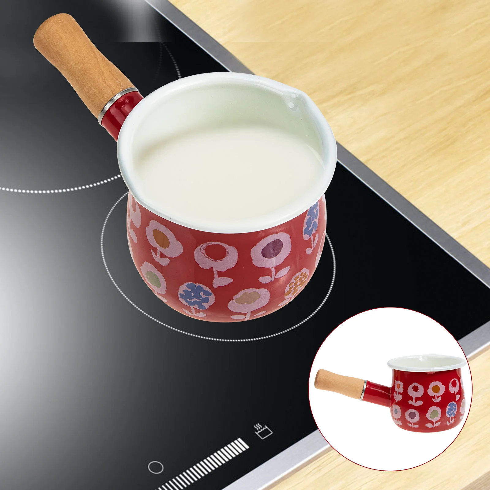 

Portable Enamel Pot Household Butter Warmer Assisted Food Sauce Pan