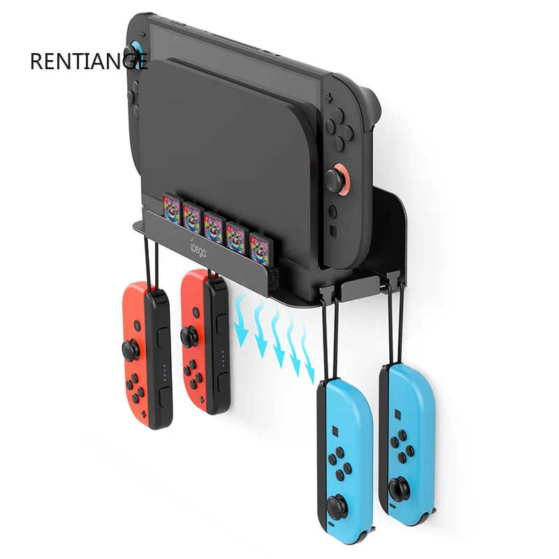 Фото Металлический настенный кронштейн для Switch 2 с крючком для контроллера, держатель-подставка для консоли, органайзер для хранения аксессуаров Nintendo Switch 2 №2
