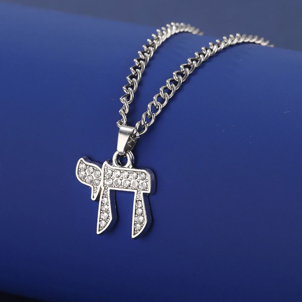 

My Shape Hebrew Jewish Life Chai Necklace for Women Crystal Living Charm for Necklace DIY Handmade Jewelry Valentine's Day Gifts