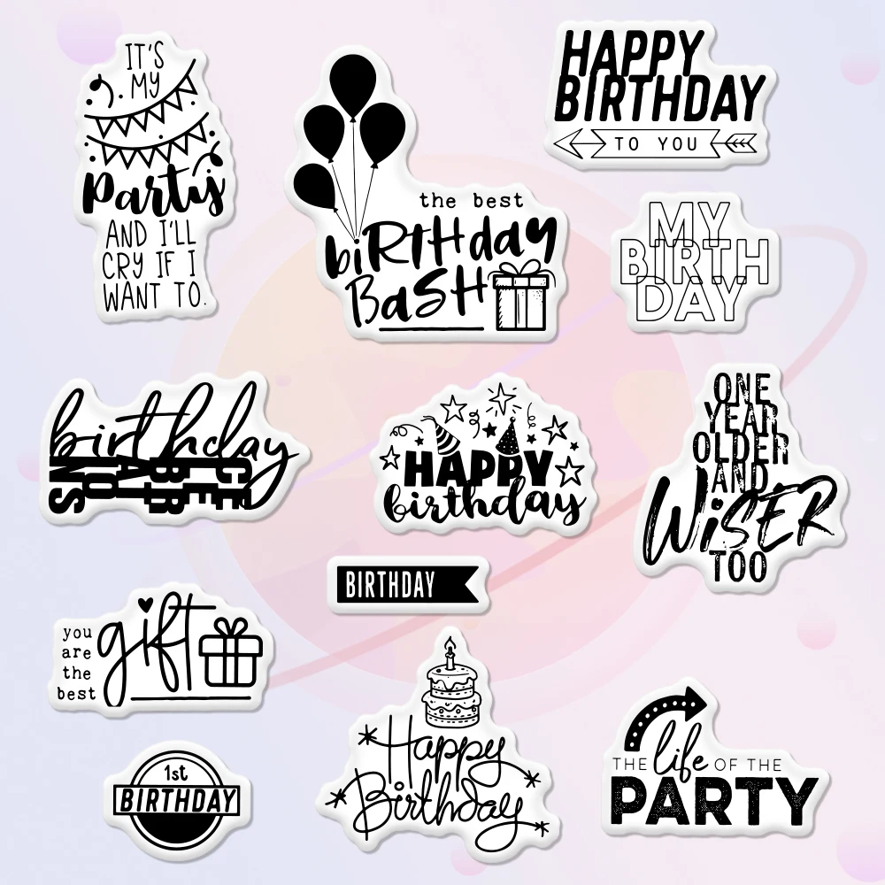 2022 New Happy Birthday Clear Stamps Colorfu Balloons DIY Stencil For Decor Scrapbooking Embossing Template Paper Card |