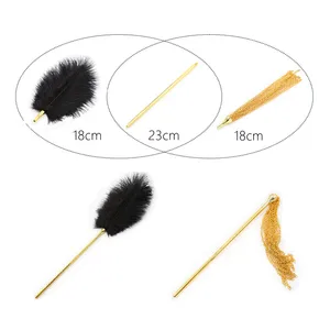Black Flirting Feather Stick with Detachable Metal Tassel BDSM Whip for Fetish Kitty Titillating Games Erotic Intimate Sex Toys